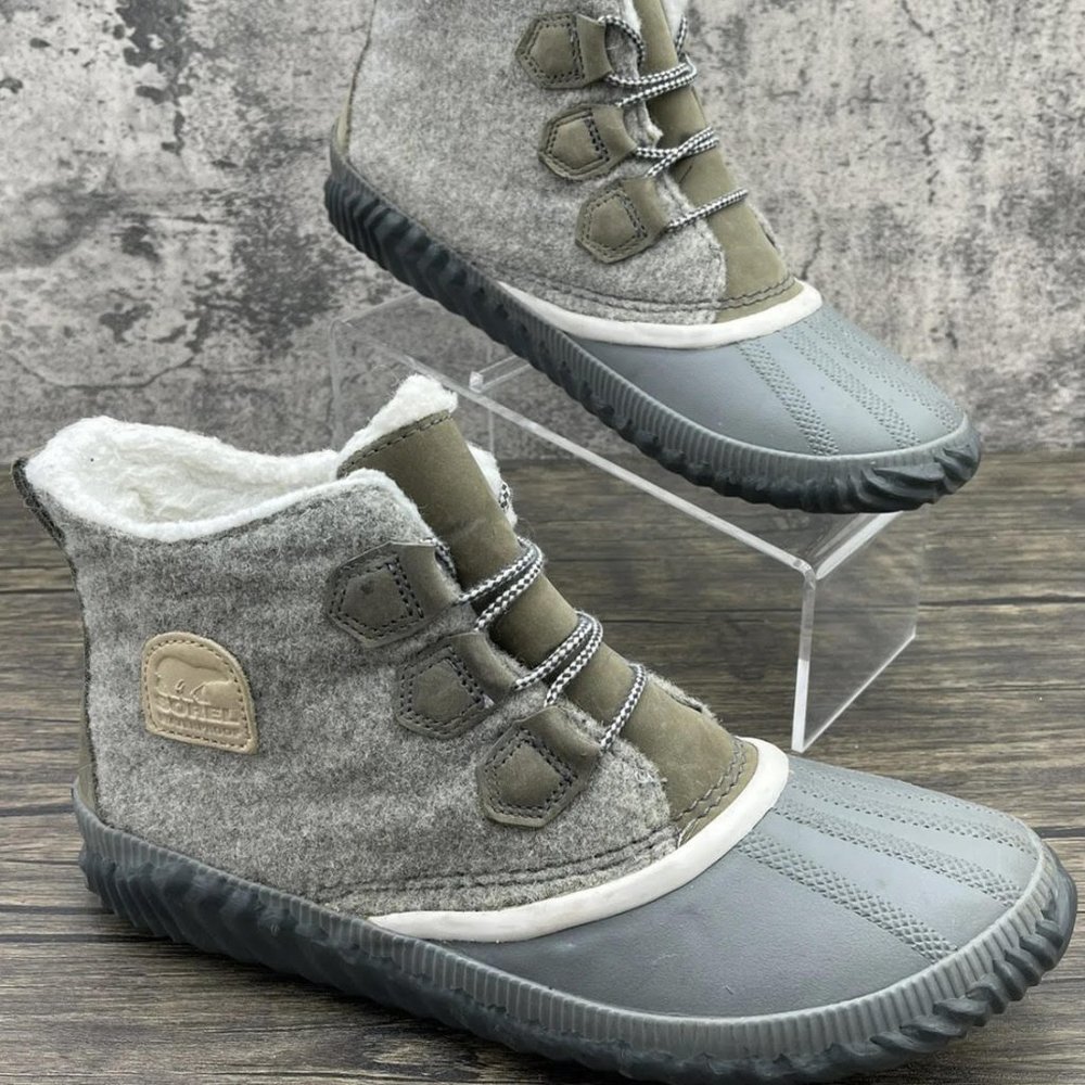 Sorel Out N About Plus Felt Lace Up Waterproof Duck Boots Women’s Gray 7.5